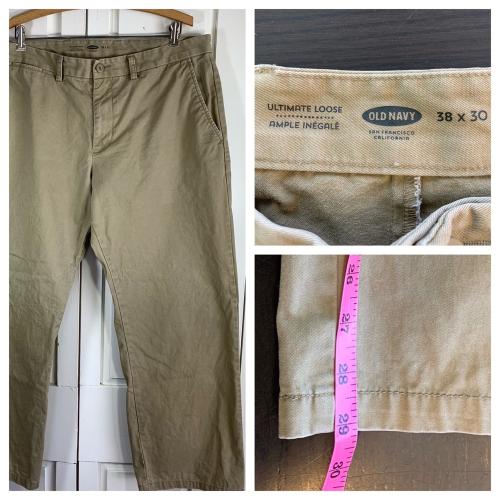 Old Navy Ultimate Loose Khaki Chinos Men 38 x 30 Casual Work Pants Grunge Casual
